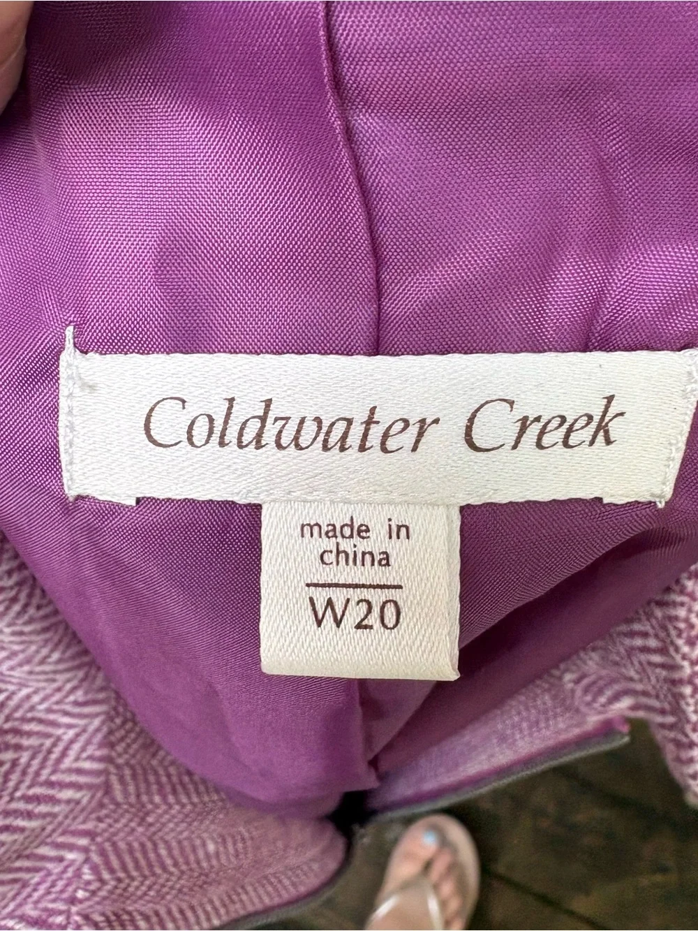 Coldwater Creek Purple White Zig Zag Wool Blend Zip Up Vest Women’s Plus Size 20